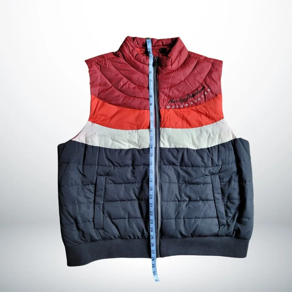 Harley‑Davidson Women’s 2XL Retro 70s Colorblock Puffer Vest Fall Winter Cozy